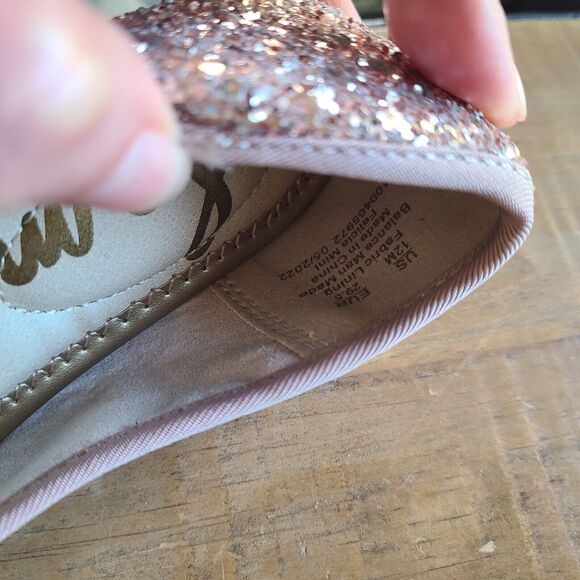 Sam Edelman Girl Kids Ballet Flat Shoes Felicia Mini Champagne Glitter Size 12M‎ - Picture 4 of 6